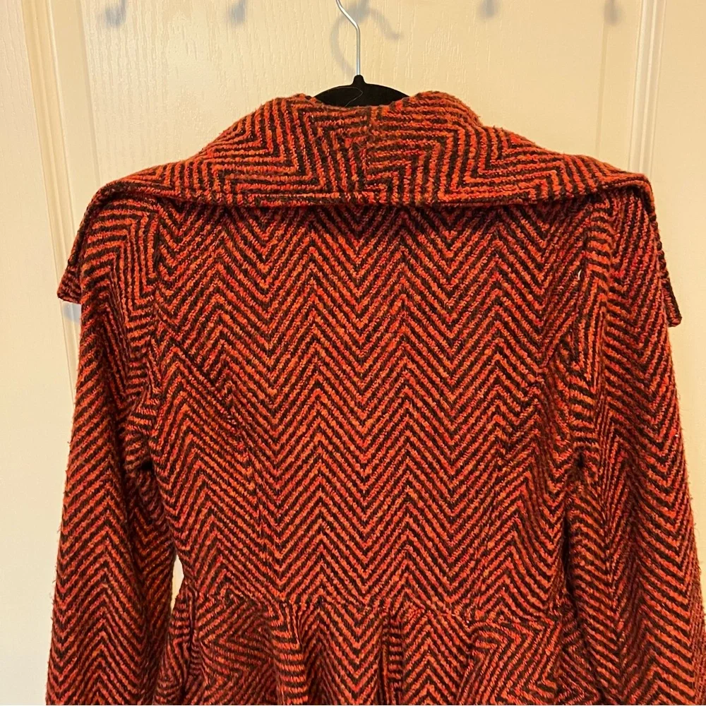 Free People Rust Chevron Tweed Peplum Coat Jacket Size XS - Picture 11 of 13